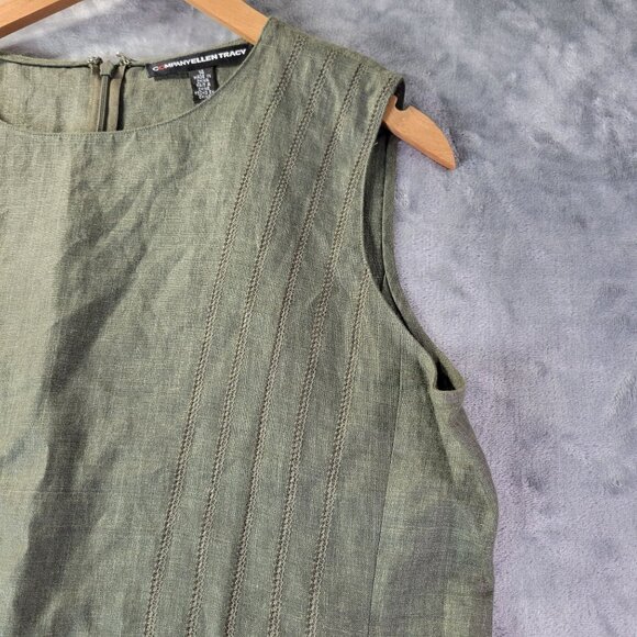 Ellen Tracy Womens Sleeveless Top 14 Green Linen Blend Workwear Classic - Picture 3 of 10